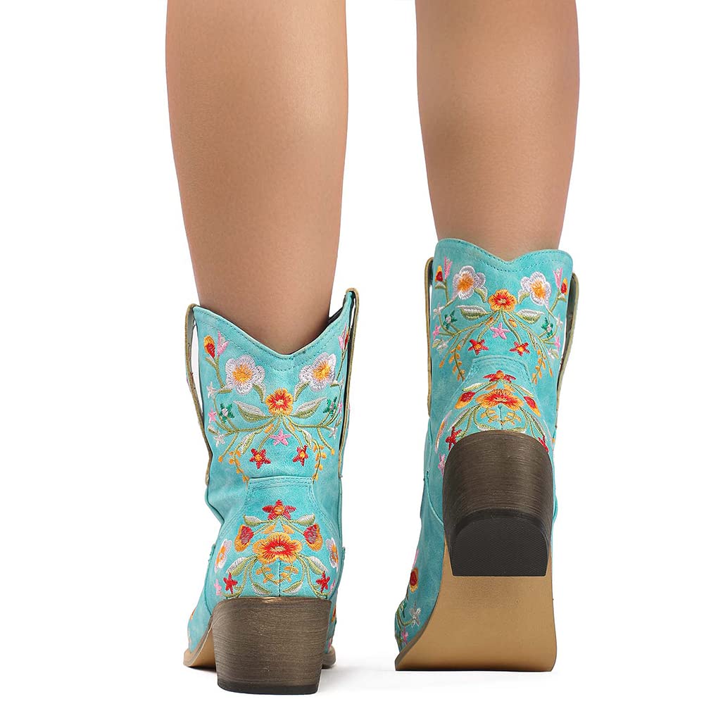 SO SIMPOK Women's Classic Cowgirl Boots - Retro Western Ankle Boots with Embroidered Design for Ladies | Perfect for Country Dancing, Rodeo Events & Western Fashion Outfits
