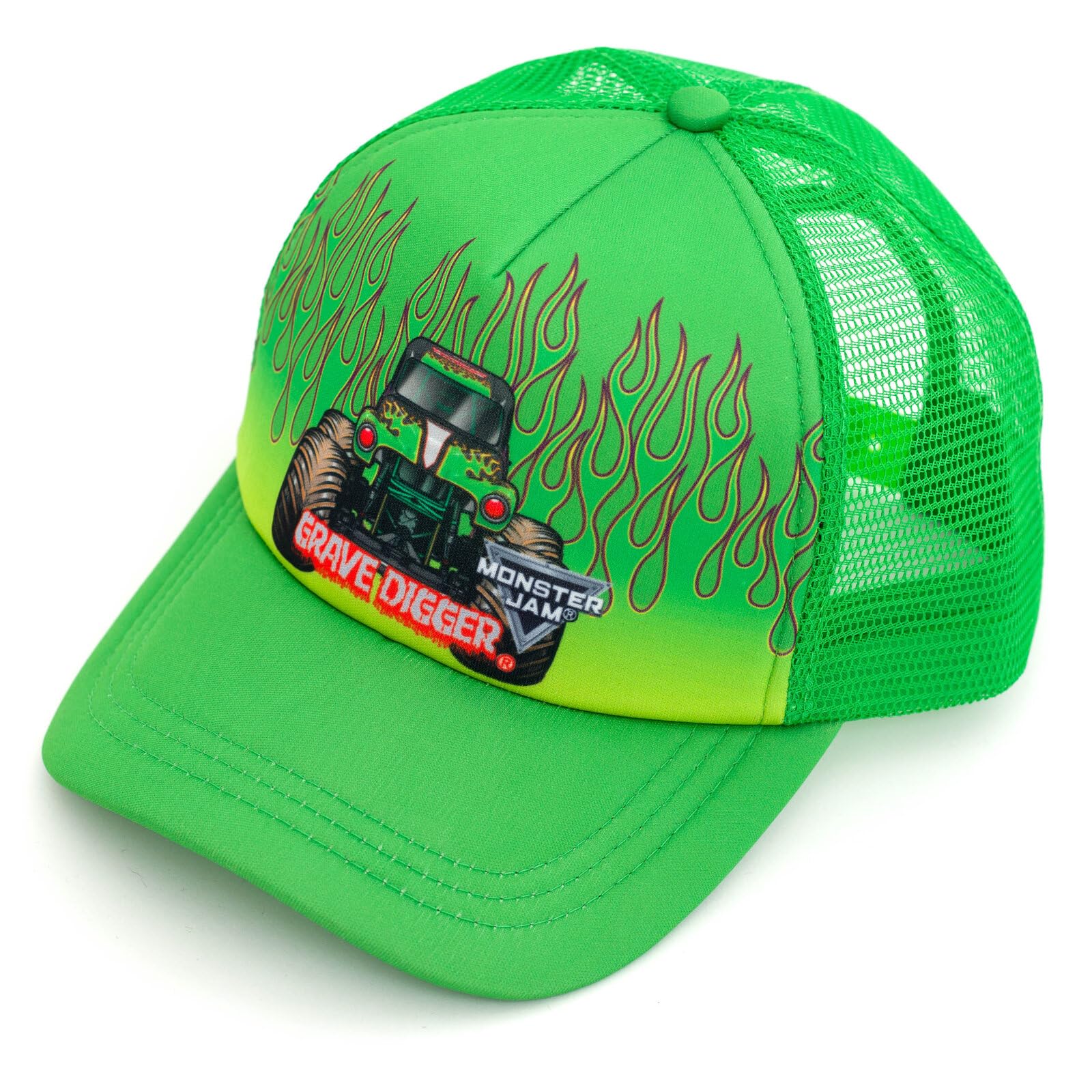Monster Jam Grave Digger Adjustable Snapback Baseball Cap - Green Mesh Trucker Hat for Kids & Youth | Perfect for Monster Truck Shows, Outdoor Events & Fan Collections