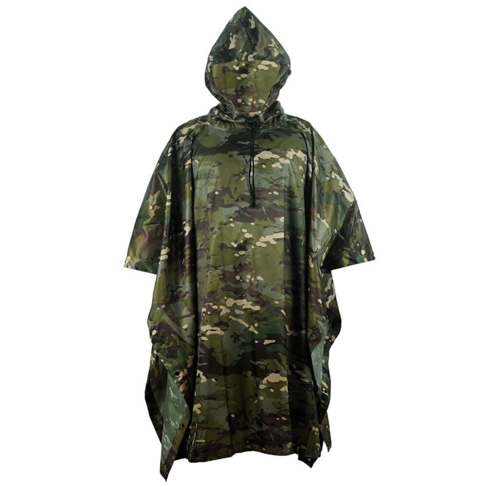 Waterproof Rain Poncho for Outdoor Camping & Hiking - Lightweight Reusable Rainwear with Hood - Snow Camo Design - Perfect for Travel, Festivals & Emergency Weather Protection (One Size)