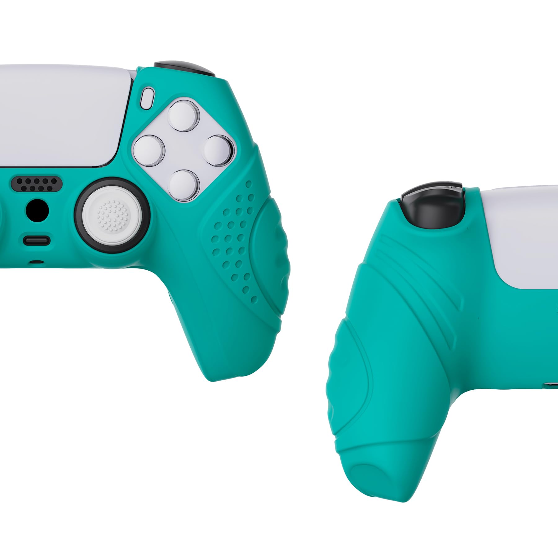 eXtremeRate PlayVital PS5 Controller Skin - Anti-Slip Silicone Cover with Thumb Grip Caps, Protective Guardian Edition (Aqua Green) | Perfect for Gaming, Streaming & Long Play Sessions