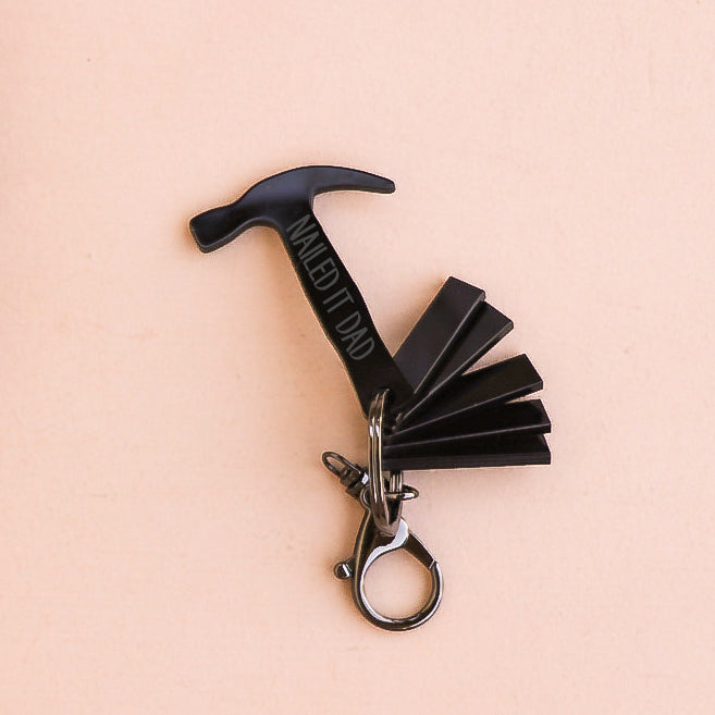 Personalized Black Acrylic Keychain for Father's Day - Perfect Gift for Dad with 'Nailed It' Engraving | Ideal for Car Keys, House Keys & Everyday Carry