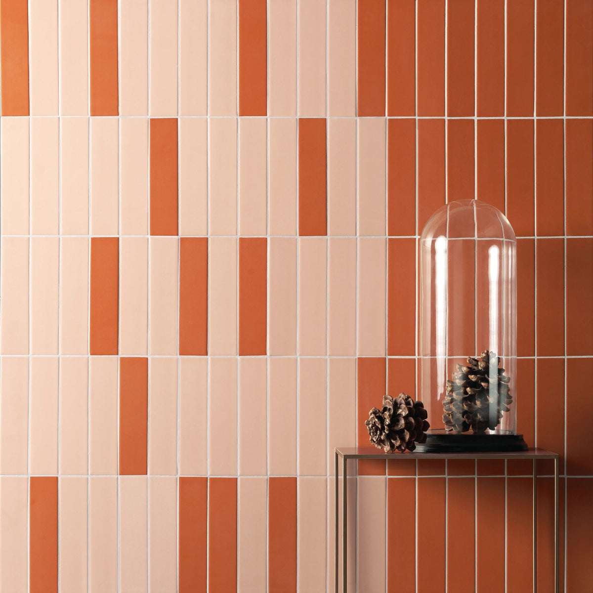 Rhythm Ceramic Wall Tile Series – Mist Pink 2x8 Inch Tiles | Strata Collection | Perfect for Bathroom Backsplash, Kitchen Accent Wall & Modern Interior Design