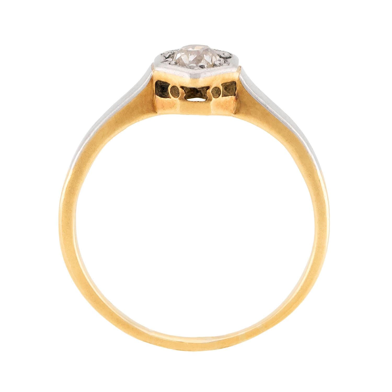 18K & Platinum Edwardian Diamond Engagement Ring - 0.20ct Vintage Bridal Jewelry for Wedding Proposals & Anniversary Gifts