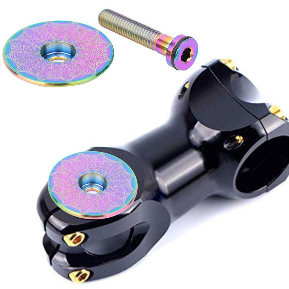 Alloy Bike Headset Cap 2-Pack - Colorful Bike Fork Expander & Stem Top Caps with Screw Set - Perfect for MTB, Road Bikes & Cycling Accessories