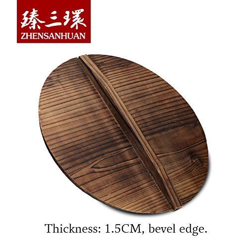 Natural Wooden Wok Lid - 15 Inch Handcrafted Pot Cover - Lightweight Kitchen Accessory for Stir Fry, Steaming & Healthy Cooking - ZhenSanHuan Premium Wooden Cookware