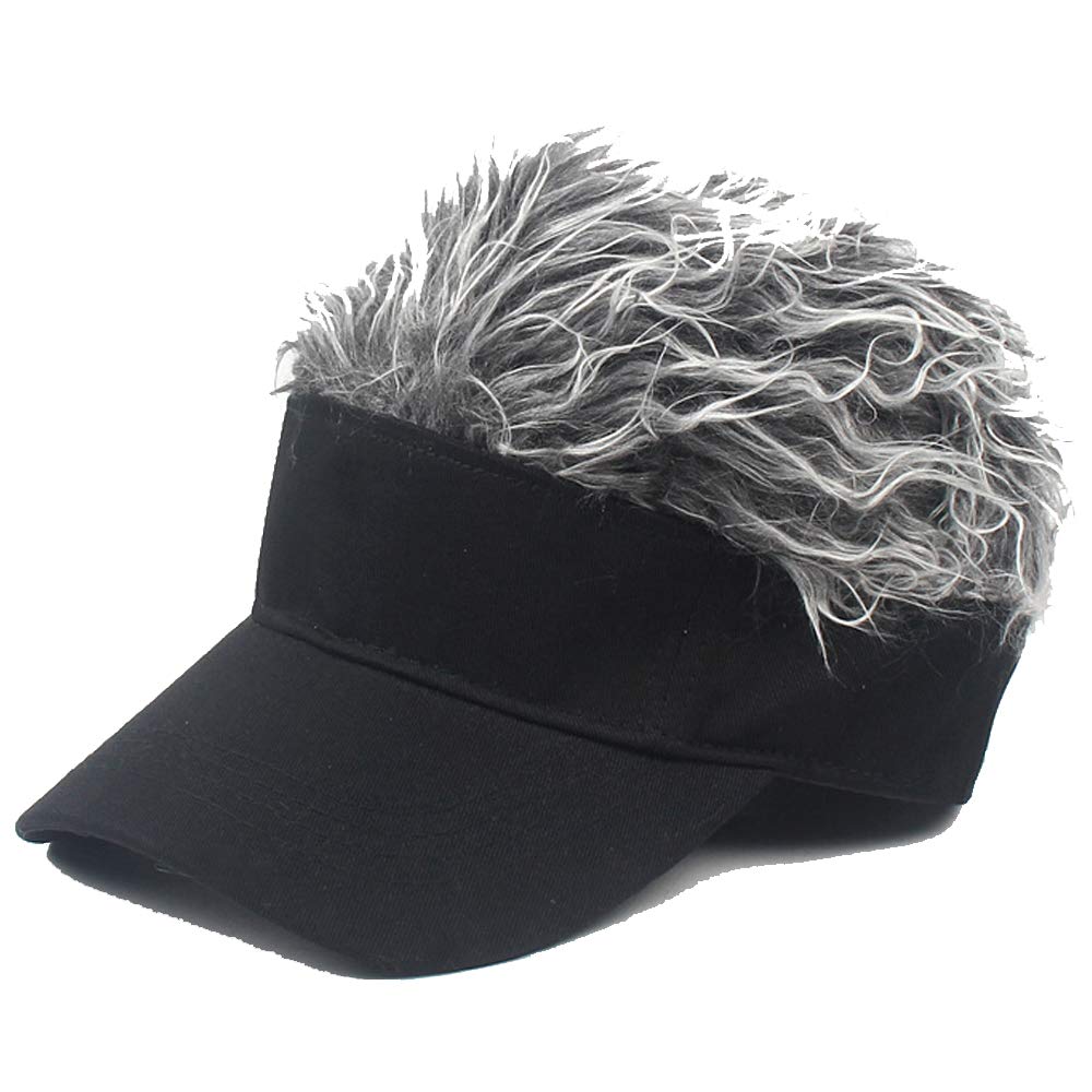 YEKEYI Fake Hair Baseball Cap with Wig - Spiked Hair Cycling Bike Hat for Men, Women & Kids - Fun Costume Accessory for Halloween, Cosplay & Parties
