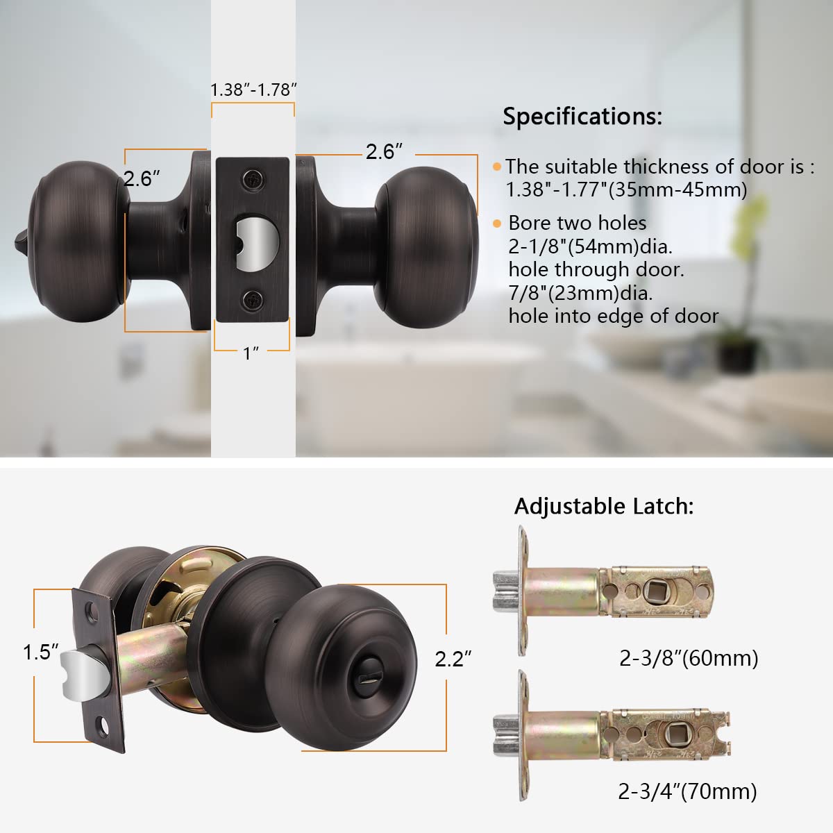 Probrico 5-Pack Privacy & 10-Pack Passage Door Knob Set - Oil Rubbed Bronze Interior Door Handles for Bathroom, Bedroom & Hall Closet - Perfect for Home Renovation & Privacy Enhancement