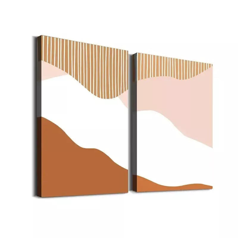 2-Pack Orange & White Abstract Modern Art Framed Canvas Prints 50x75cm - High Quality 100% Australian Made Wall Art Ready to Hang - Perfect for Living Room, Bedroom & Office Decor