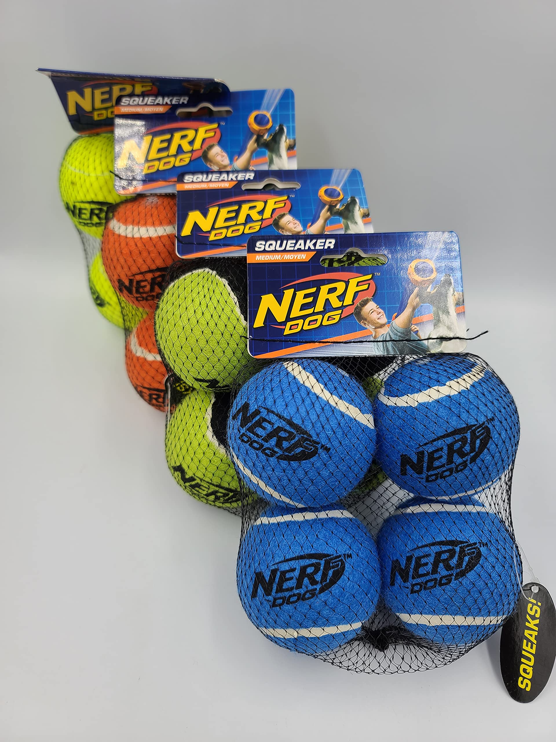 12 Pack Durable Dog Squeaky Tennis Ball Toys - Colorful Chew Toys for Small & Large Dogs - Perfect for Fetch, Training & Outdoor Play