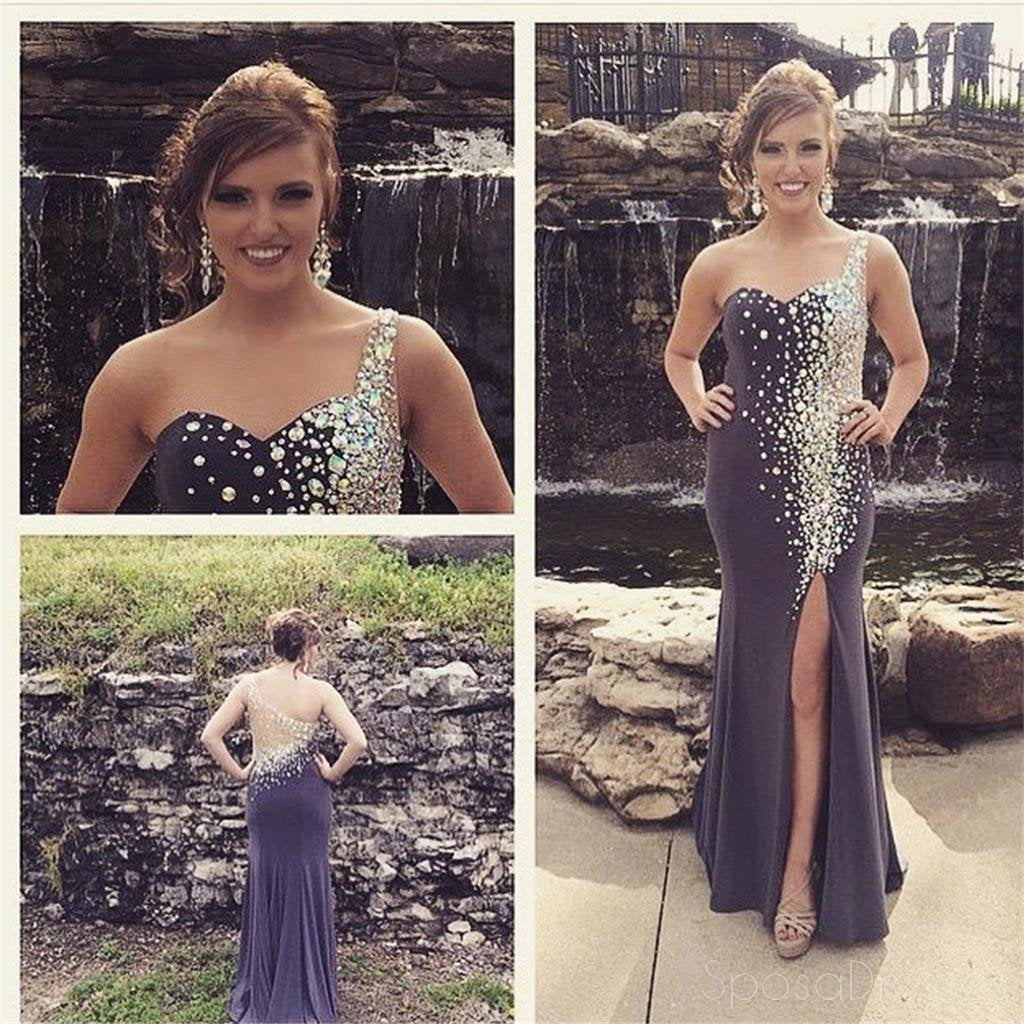 Elegant One Shoulder Sparkly Mermaid Prom Dress with Side Slit - Custom Evening Gown for Homecoming, Formal Parties & Special Occasions | PD0063