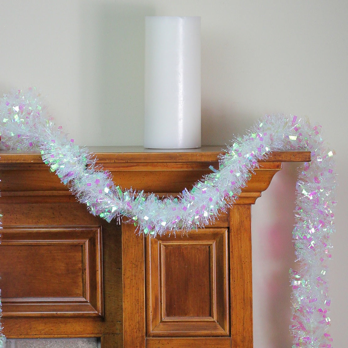 10' Fancy Iridescent Starburst Reusable Tinsel Garland - Christmas Tree Decor, Party Supplies, Home Holiday Decoration for Xmas, New Year, Wedding & Birthday Celebrations