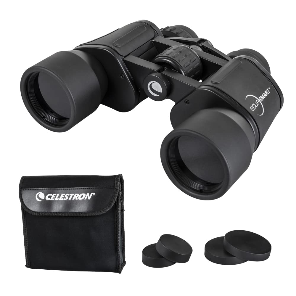 Celestron EclipSmart Safe Solar Eclipse Binoculars – ISO 12312-2 Certified 10x Magnification Binoculars for Sun Viewing – Multi-Coated Optics for Solar Eclipses, Transits & Sunspots – Perfect for Astronomy Enthusiasts & Eclipse Chasers