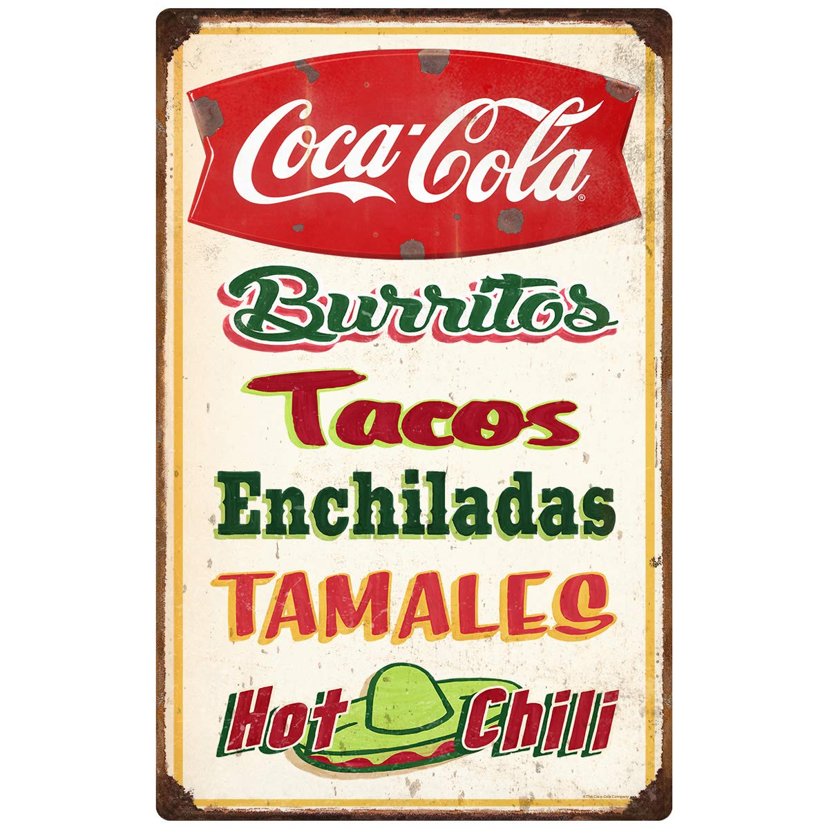 Coca-Cola Fishtail Mexican Food Decal 23x36 Inch - Peel and Stick Wall Art for Kitchen, Bar, Restaurant & Home Decor