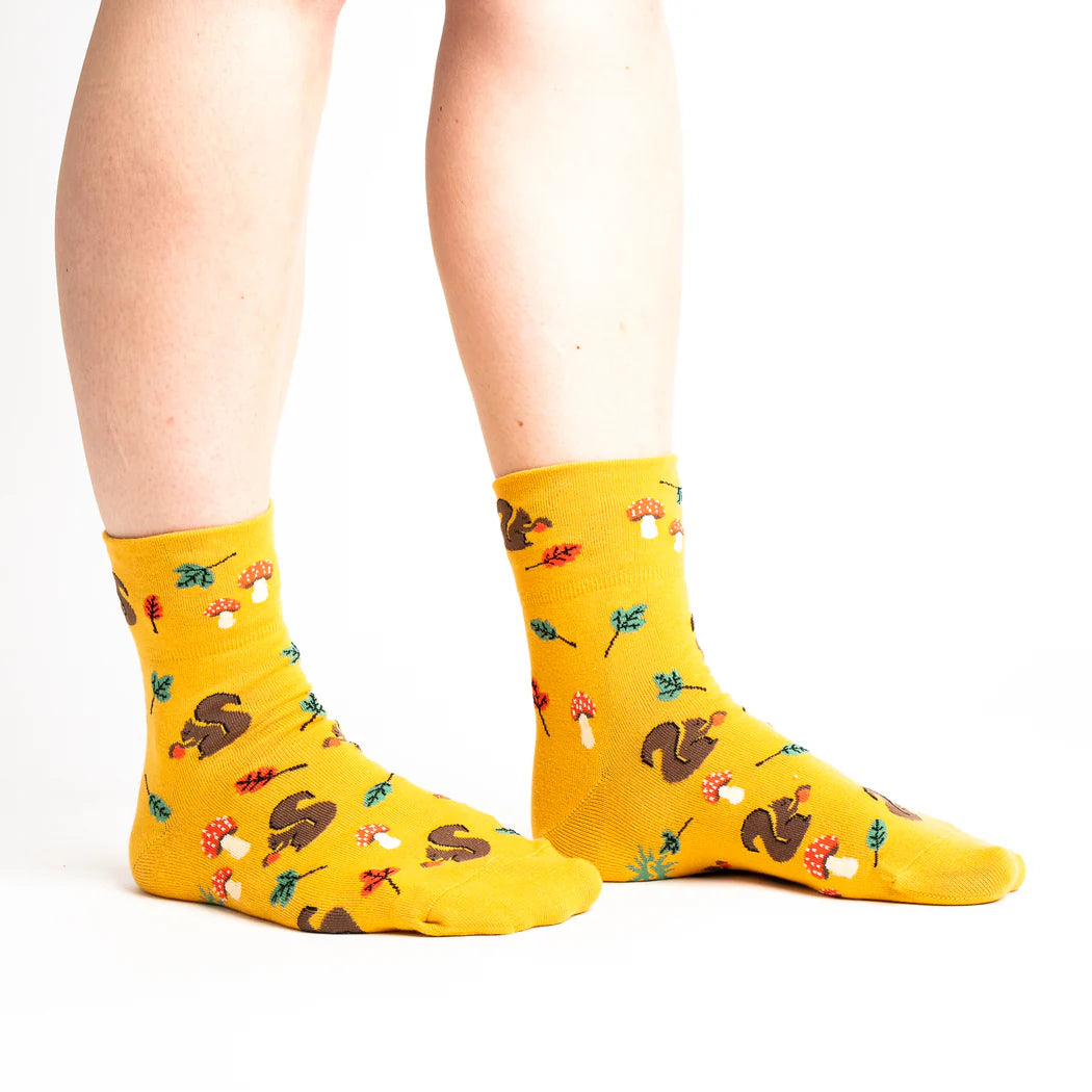 Fun & Cozy Sock It To Me Turn Cuff Crew Socks - 'I'm Fallin For You' Pattern - Women's Novelty Casual Socks for Everyday Wear, Gift Giving & Seasonal Outfits
