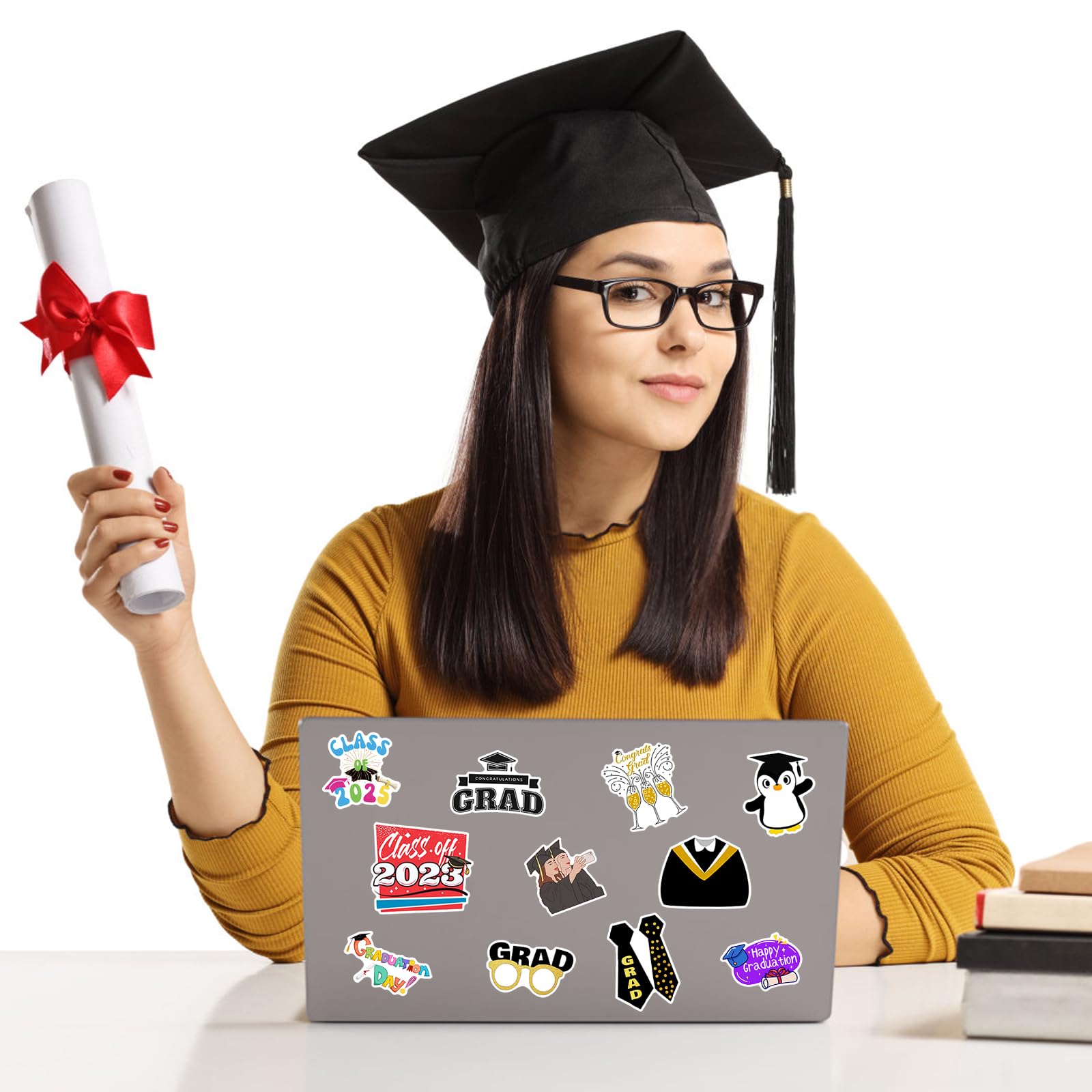 50Pcs Graduation Stickers 2025 - College Class of 2025 Vinyl Stickers for Graduation Party Decorations, Water Bottles, Laptops & Skateboards - Waterproof, Durable Decals for Graduation Gifts & School Celebrations
