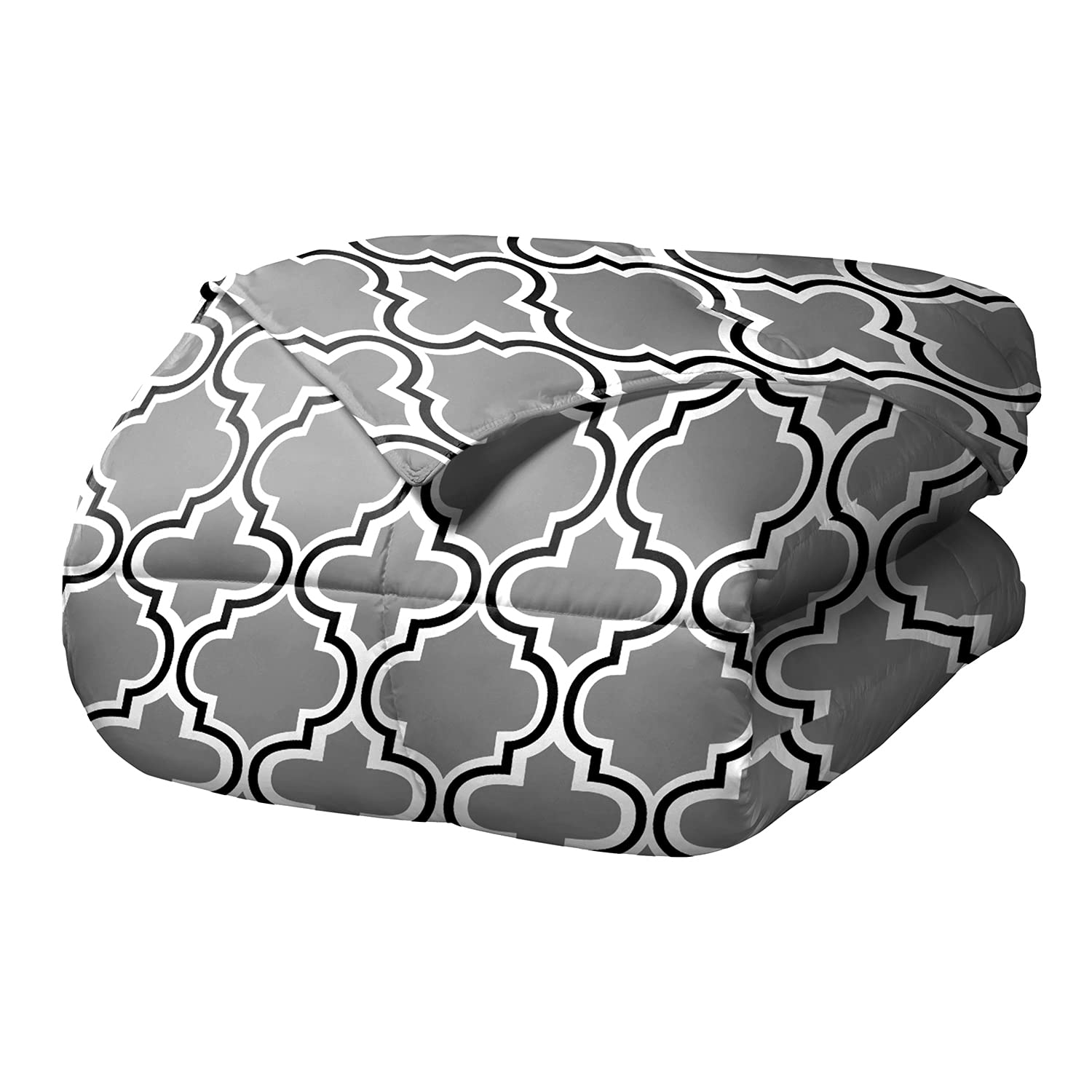 Premium Microfiber Trellis Comforter Set with Pillow Shams - Down Alternative Filling, Soft & Breathable, Modern Geometric Design - King/California King Size Bedding in Grey - Perfect for Master Bedroom, Guest Room & Cozy Home Decor