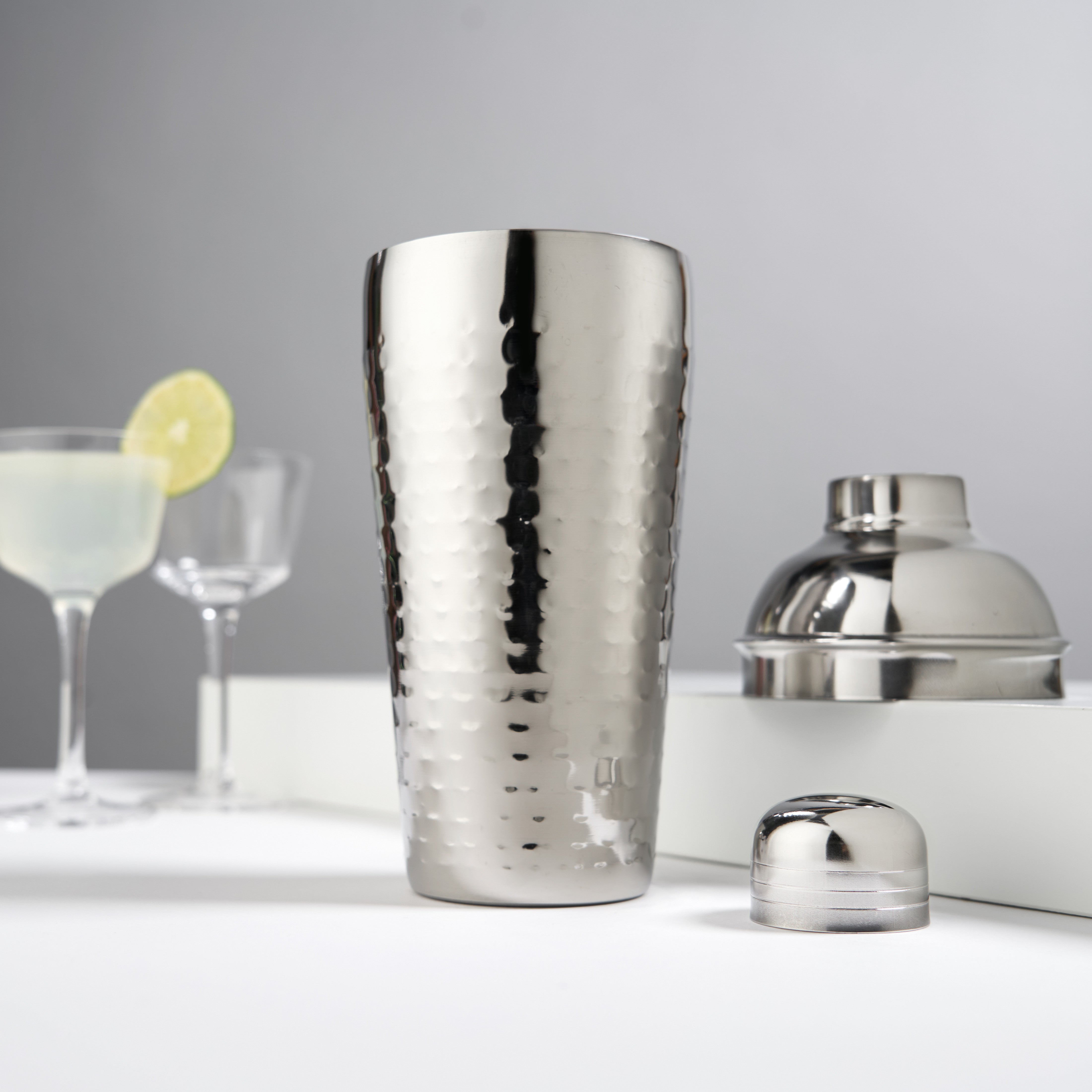 Premium Stainless Steel Hammered Cocktail Shaker Set - Bar Quality Mixing Tool for Martinis, Margaritas & Cocktails - Perfect for Home Bars, Parties & Professional Bartenders
