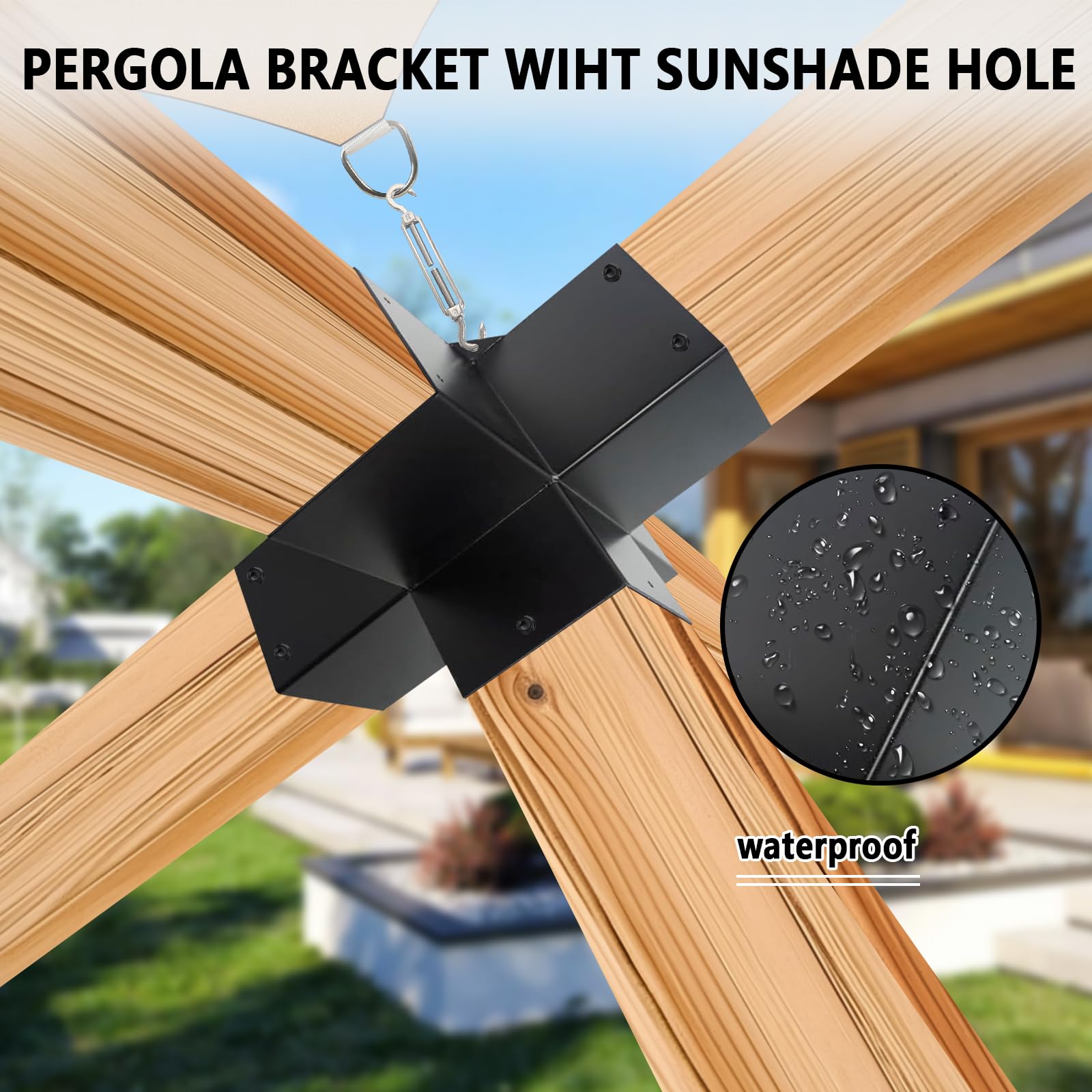 5-Way Right Angle Pergola Brackets Kit - Heavy Duty Woodwork Brackets with Post Anchors for 4x4 Wood Beams (Fits 3.5