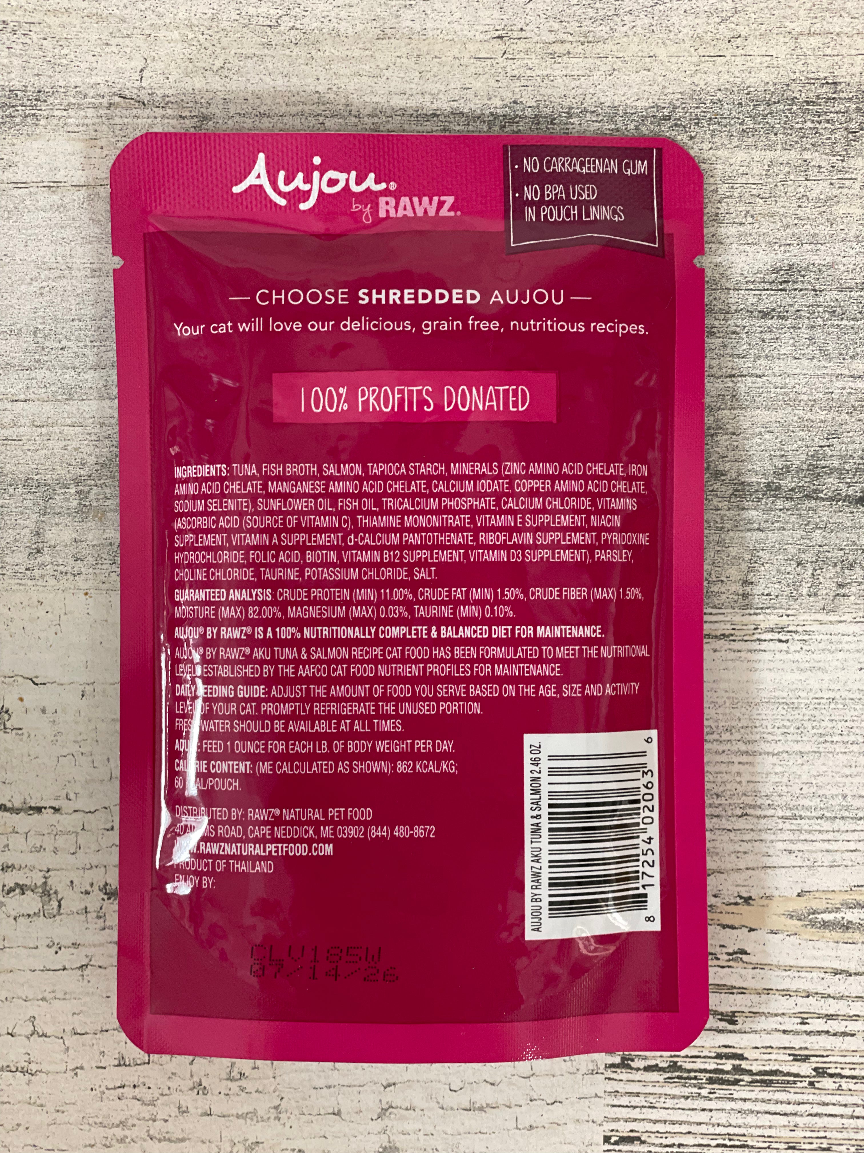RAWZ Aujou Aku Tuna and Salmon Pouch Cat Food - Grain-Free, High-Protein Wet Food for Cats - Perfect for Picky Eaters & Sensitive Stomachs - Ideal for Mealtime, Travel & Outdoor Adventures