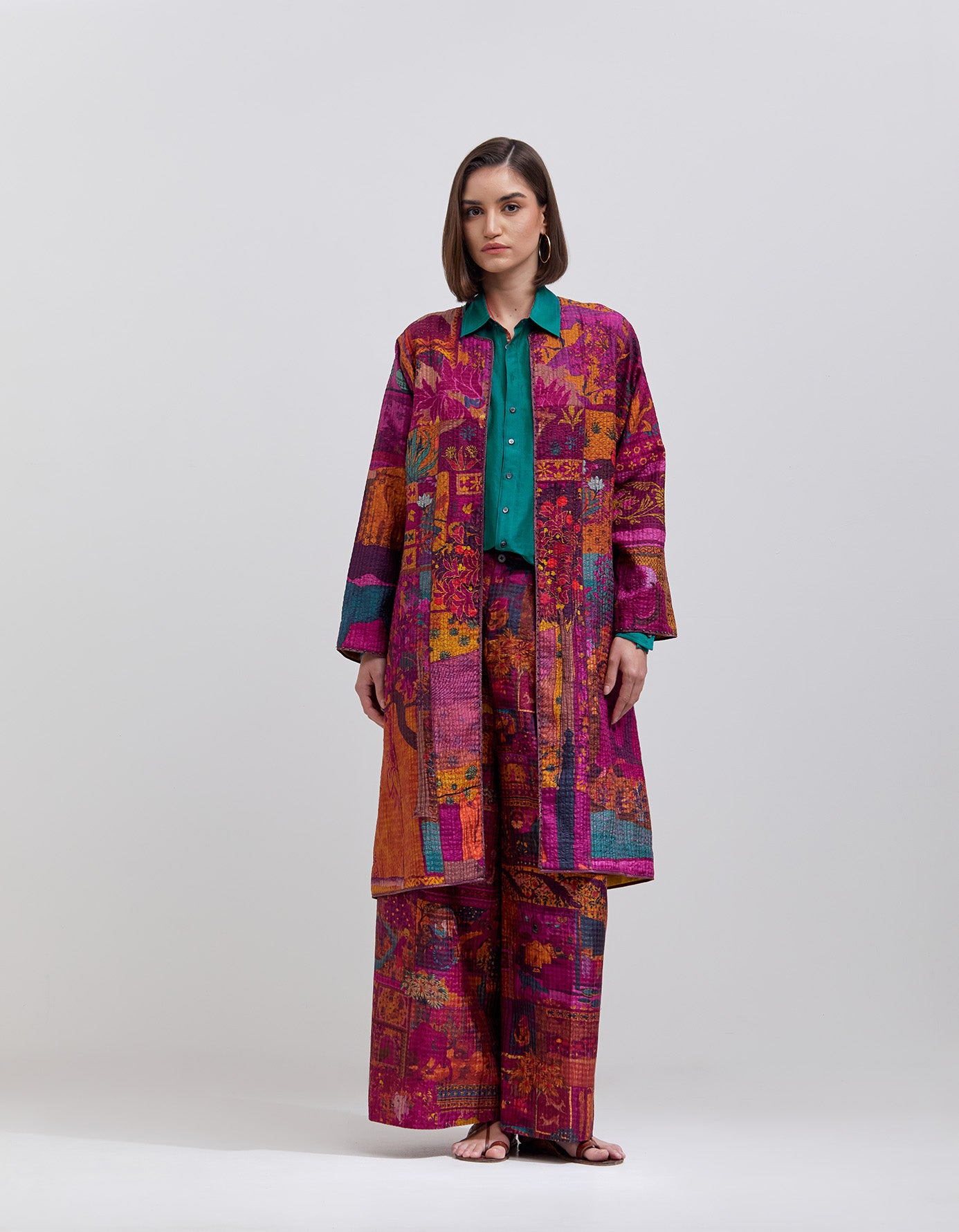 Pakhi Women's Silk Checkered Trousers - Elegant Purple Plaid Pants for Casual Wear & Office Outfits
