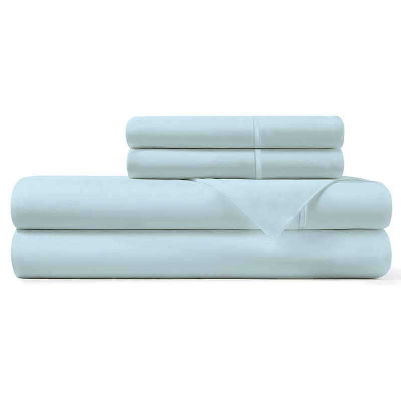 Pizuna 100% Long Staple Cotton Percale Twin Sheet Set - Baby Blue, 15