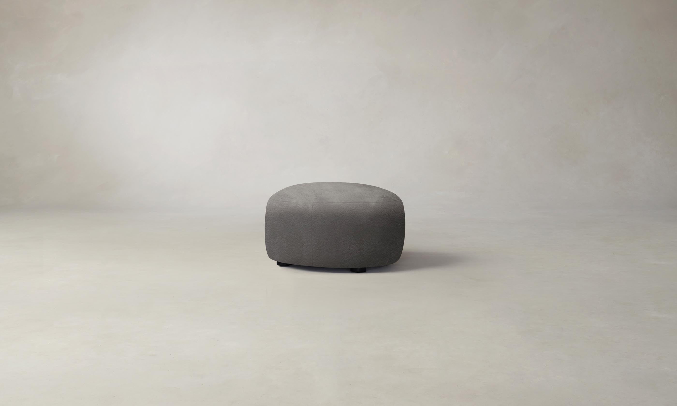 Premium Nubuck Leather Chelsea Ottoman in Asphalt Gray - Modern Footrest & Storage Bench for Living Room, Bedroom, or Office