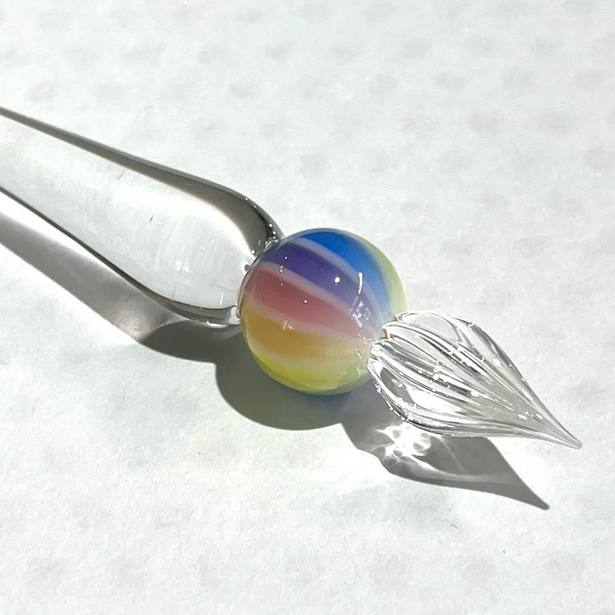 Japanese Glass Dip Pen with Rainbow Ball or Clear Tip - Elegant Calligraphy & Writing Tool for Artists, Writers, and Journalists - Perfect for Lettering, Sketching, and Creative Gift Ideas