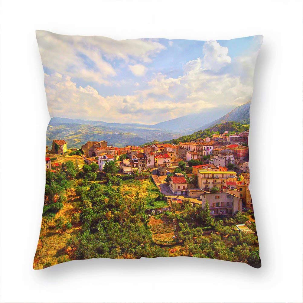Italian Abruzzo Decorative Pillow Cover 18x18 Inch - Elegant Cushion Case for Sofa, Chair, Bed, Car - Perfect for Living Room, Bedroom & Office Decor - KXR-3019