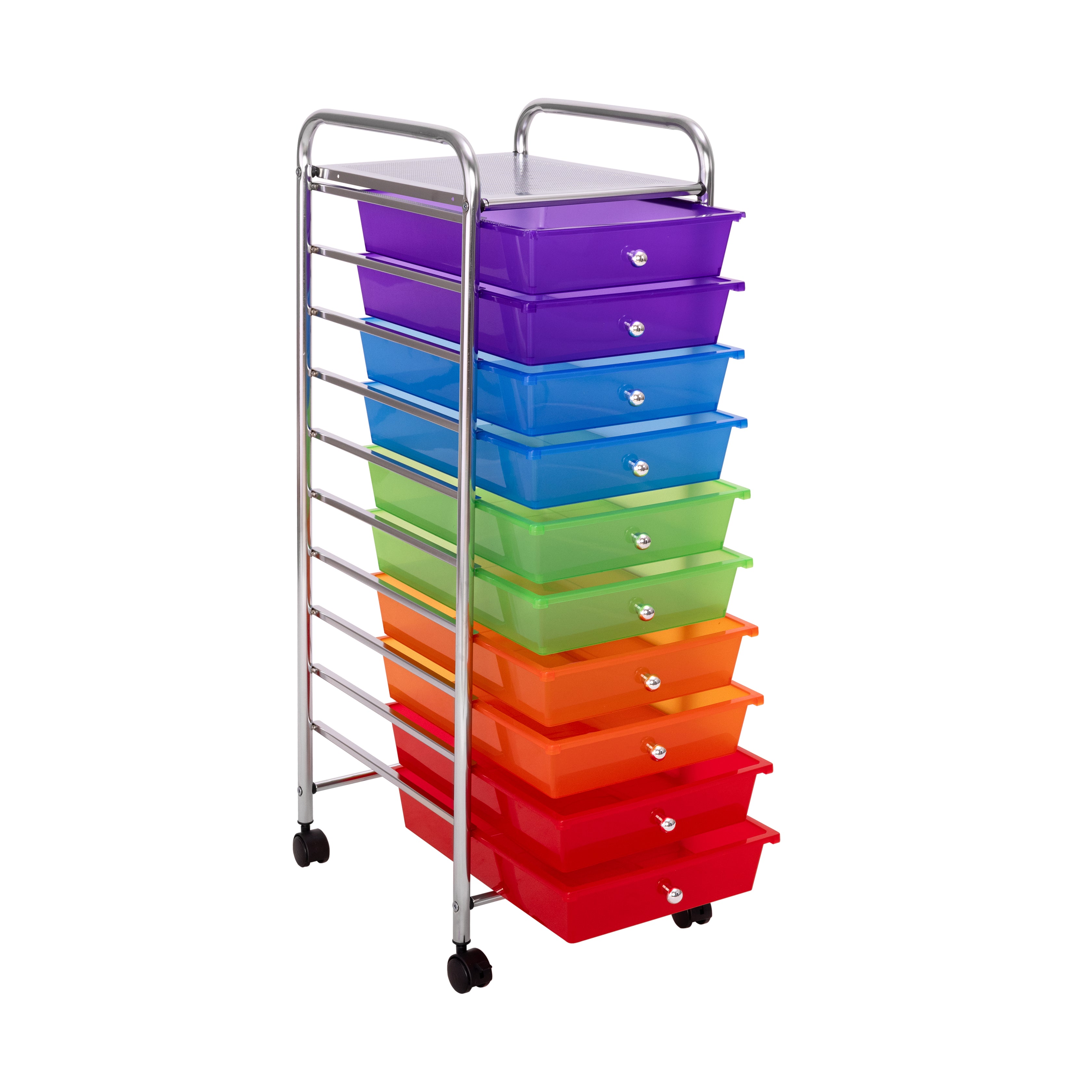 10-Drawer Rolling Organizer Cart - Portable Storage Solution for Home, Office & Craft Room - Perfect for Organizing Makeup, Office Supplies & DIY Crafts
