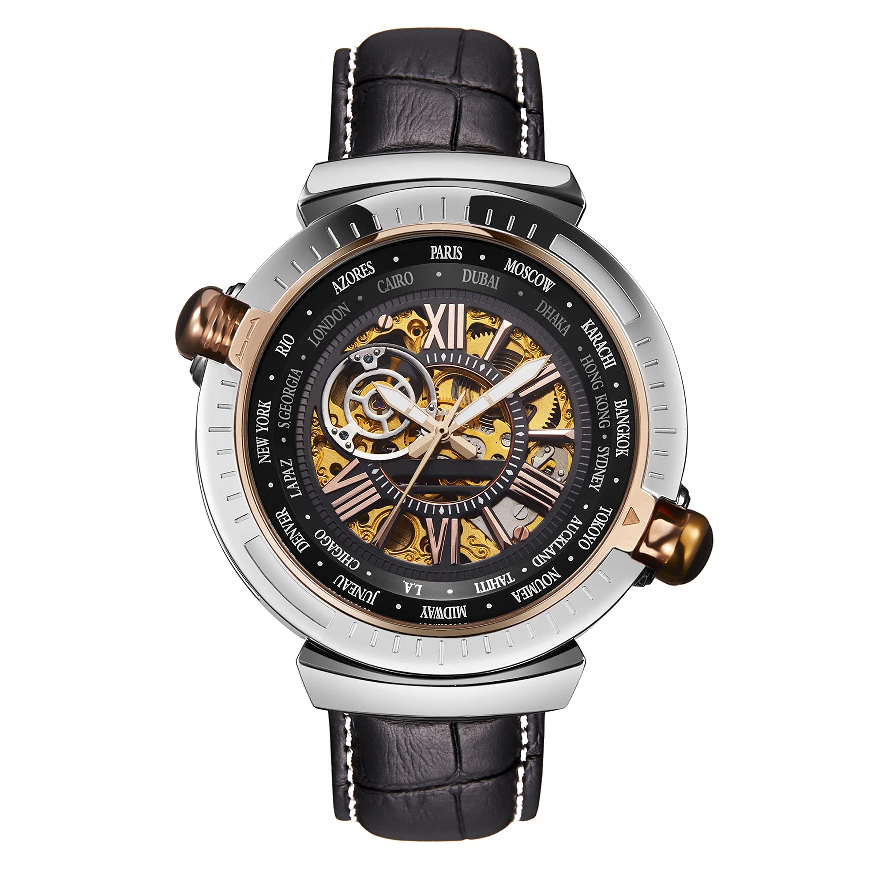 Premium Men's Mechanical Wrist Watch - Handcrafted Italian Leather Strap - Waterproof 50M - Dress & Casual Wear for Business, Date Night & Everyday Use
