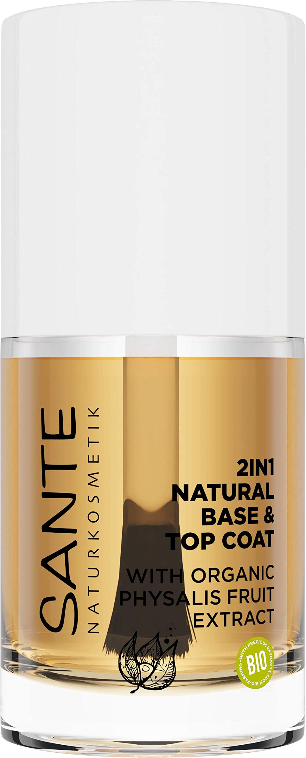 SANTE Naturkosmetik 2-in-1 Natural Base & Top Coat Nail Polish - Organic Fruit Extract, Vegan, 10ml - Perfect for At-Home Manicures & Nail Care
