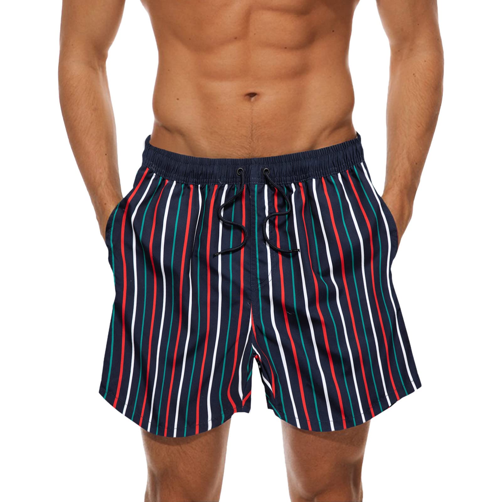 **Men's Cool Swim Trunks - Quick Dry Loose Fit Summer Board Shorts with Printed Design & Secure Pocket - Perfect for Beach, Pool, and Casual Wear**