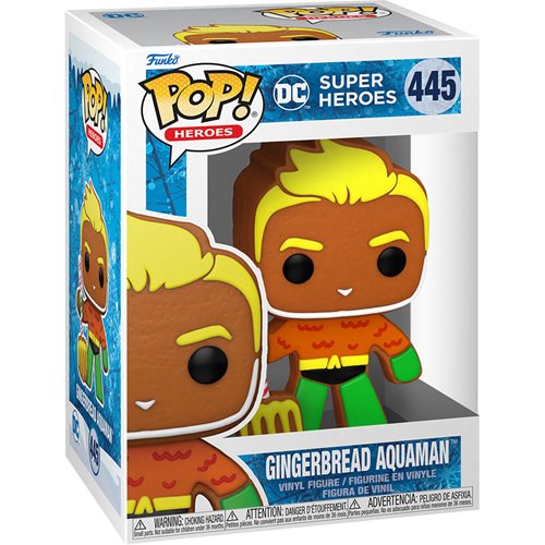 DC Heroes Holiday Pop! Vinyl Figure - Gingerbread Aquaman Funko Pop #445 - Christmas Collectible Gift for Superhero Fans - Perfect for Holiday Decor & DC Comics Collections