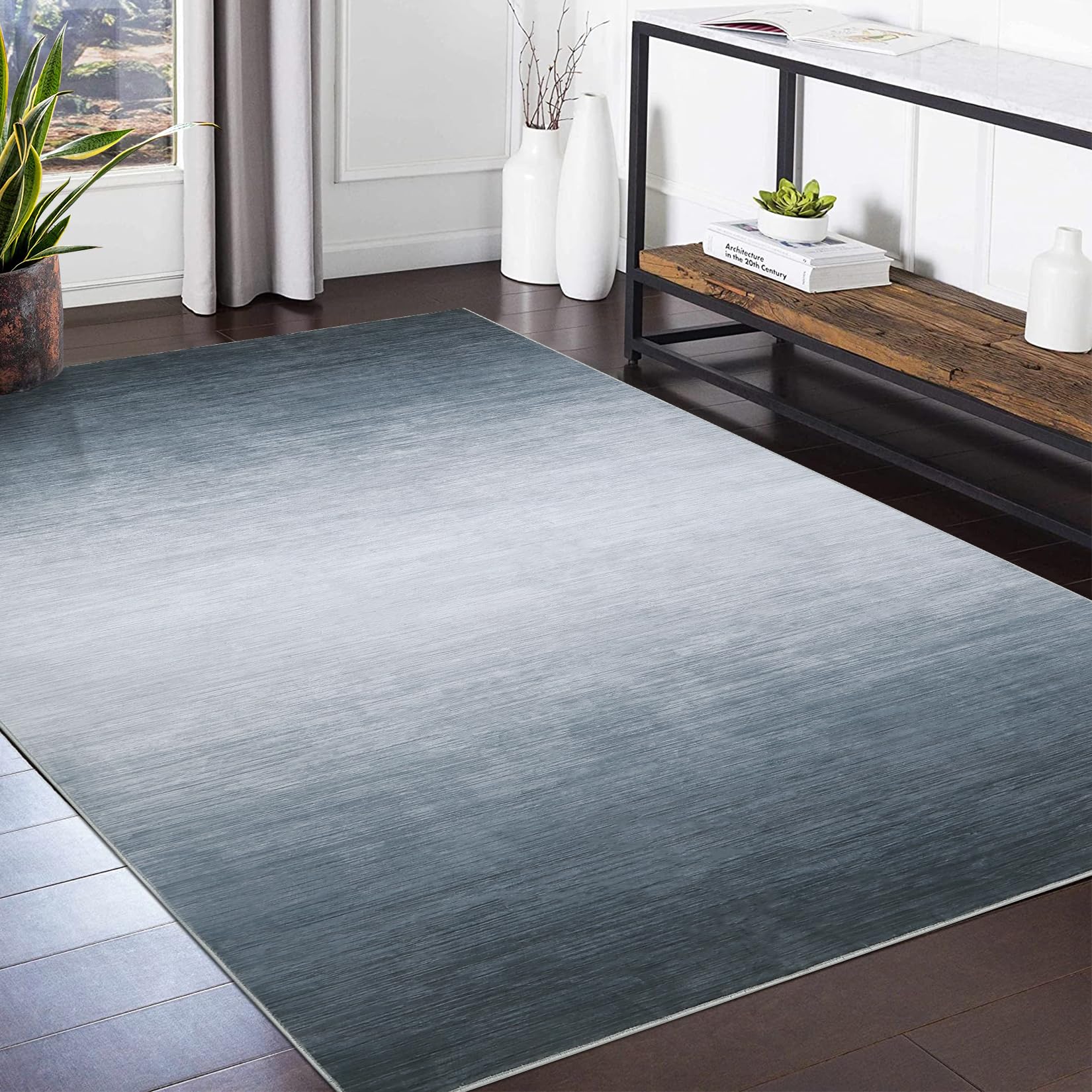 GARVEE 3x5 Ombre Area Rug - Modern Low Pile Indoor Carpet for Living Room, Bedroom, Office & Dining Room - Oil Painting Style Grey Rug - Perfect for Home Decor, Apartment Styling & Cozy Spaces