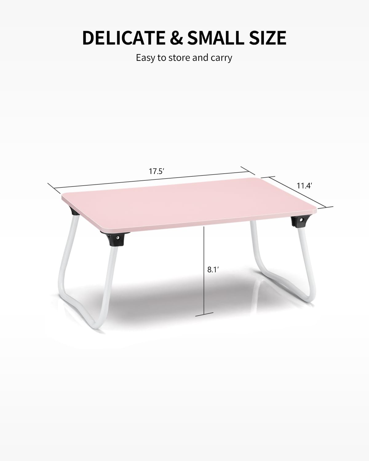 Foldable Lap Desk for Laptop & Tablet - Portable Lightweight Bed Tray for Breakfast, Reading & Work - Pink Sofa Couch Floor Desk for Home Office & Dorm Use