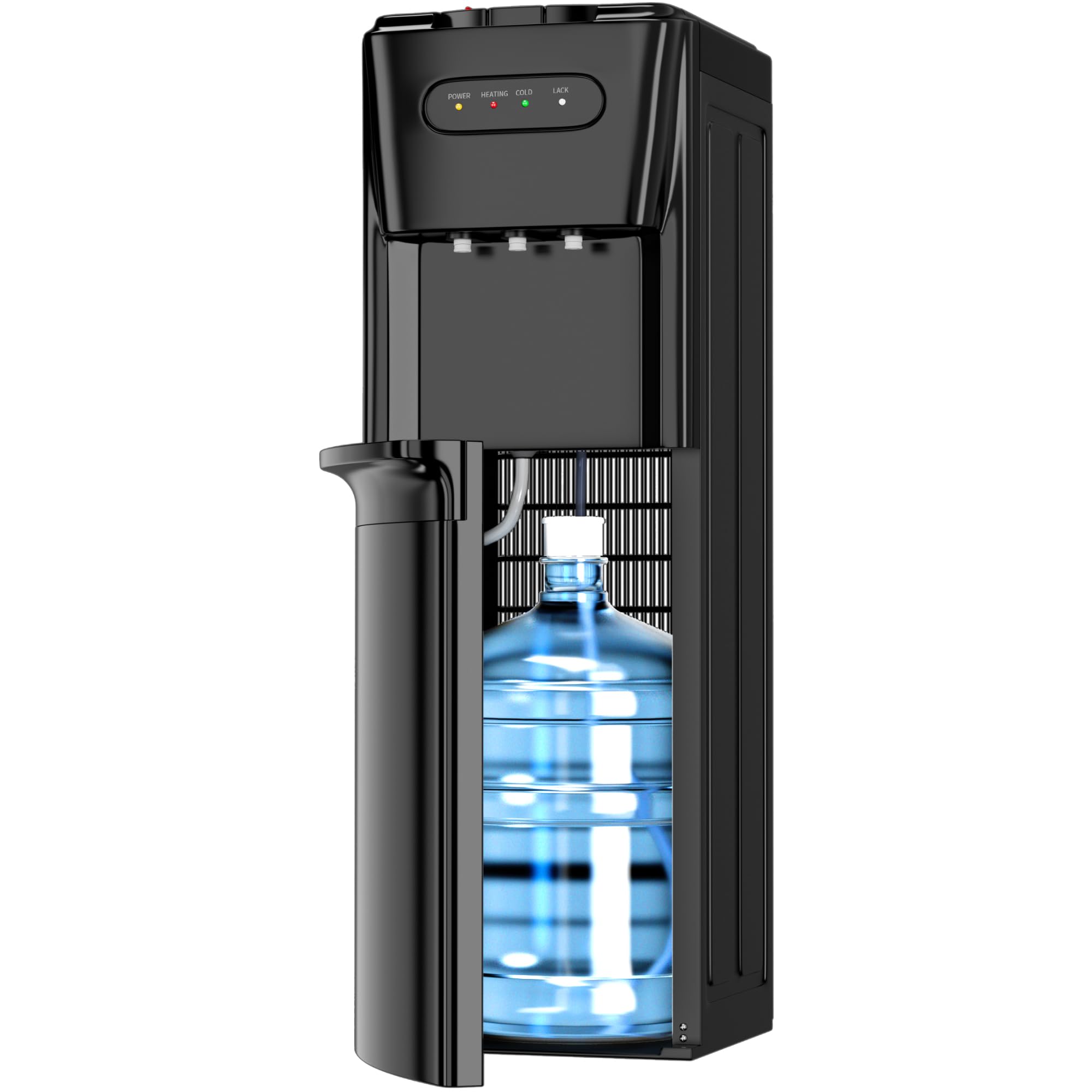 Bottom Loading Water Cooler Dispenser with Hot, Cold & Room Temperature Settings - 3/5 Gallon Bottle Compatible, Empty Bottle Indicator & Child Safety Lock - Perfect for Home, Office, Living Room & Kitchen Use