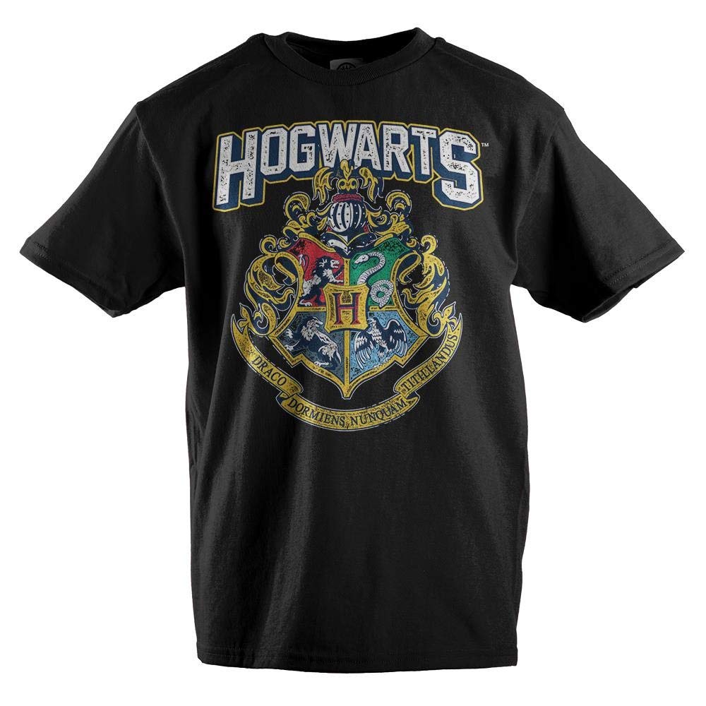 Harry Potter Hogwarts Distressed Boys Youth T-Shirt - Officially Licensed Merchandise for Kids & Teens - Perfect for Halloween, Cosplay & Harry Potter Themed Parties