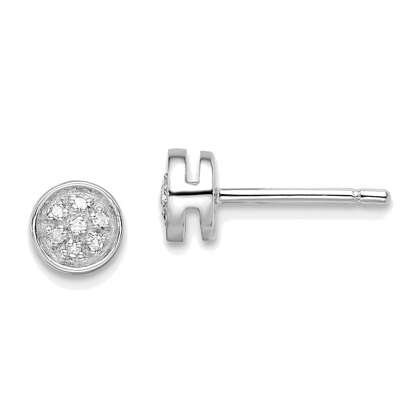 Solid Sterling Silver Rhodium Plated Diamond Circle Post Earrings for Women – Perfect for Weddings, Parties & Everyday Elegance