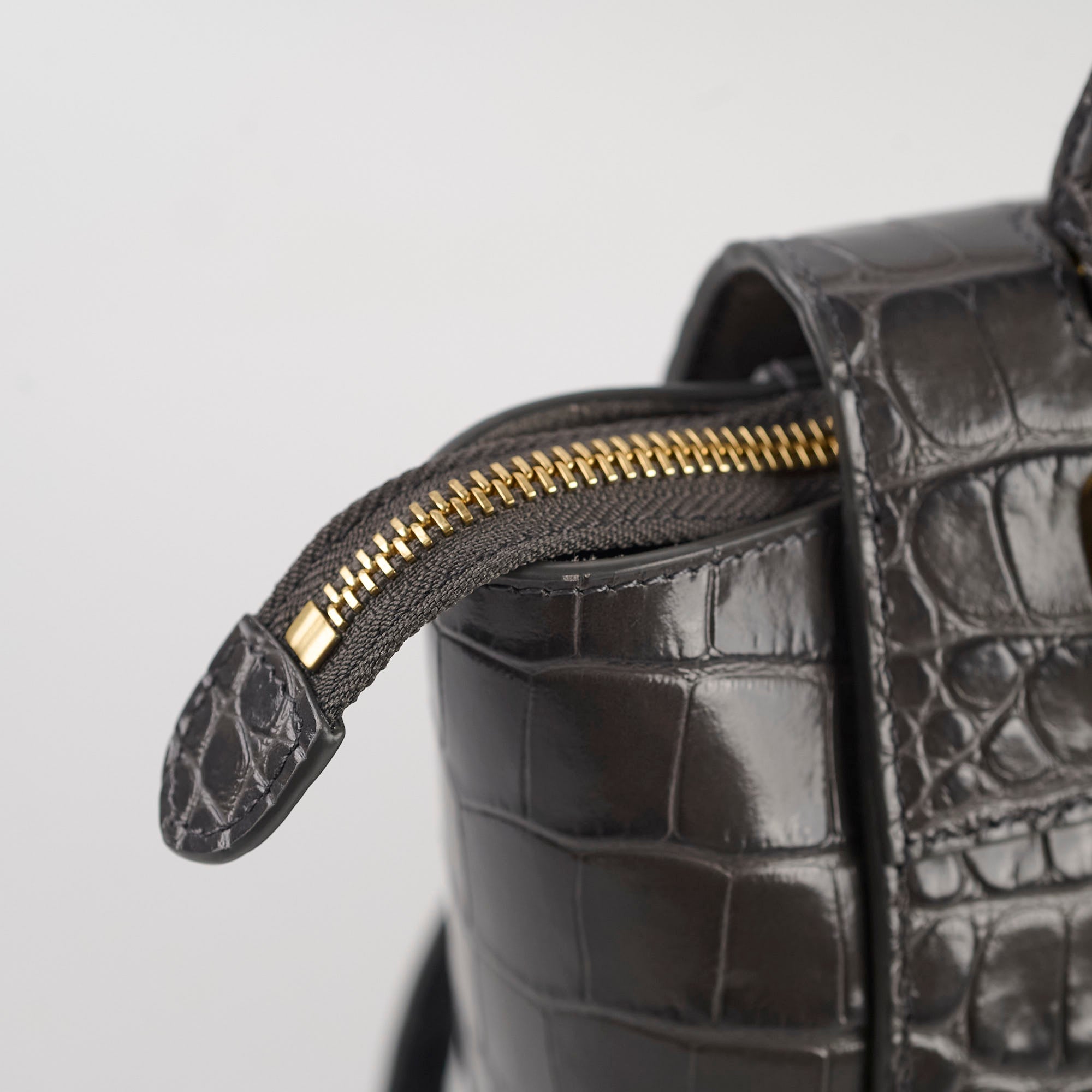 Celine Nano Belt Bag Crocodile Embossed Leather Crossbody Bag in Dark Grey | Luxury Designer Handbag for Women, Perfect for Work, Travel & Everyday Use