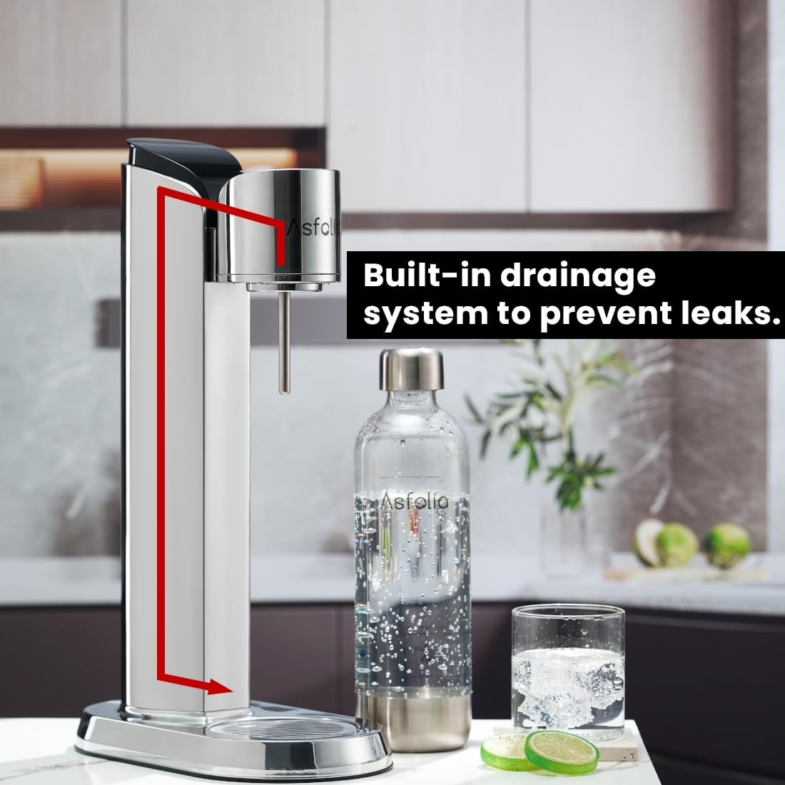 Premium Stainless Steel Sparkling Water Maker & Soda Carbonator Machine - 1L BPA-Free Carbonation Bottle Included (CO2 Cylinder Not Included) | Perfect for Home, Office, Parties & Healthy Hydration