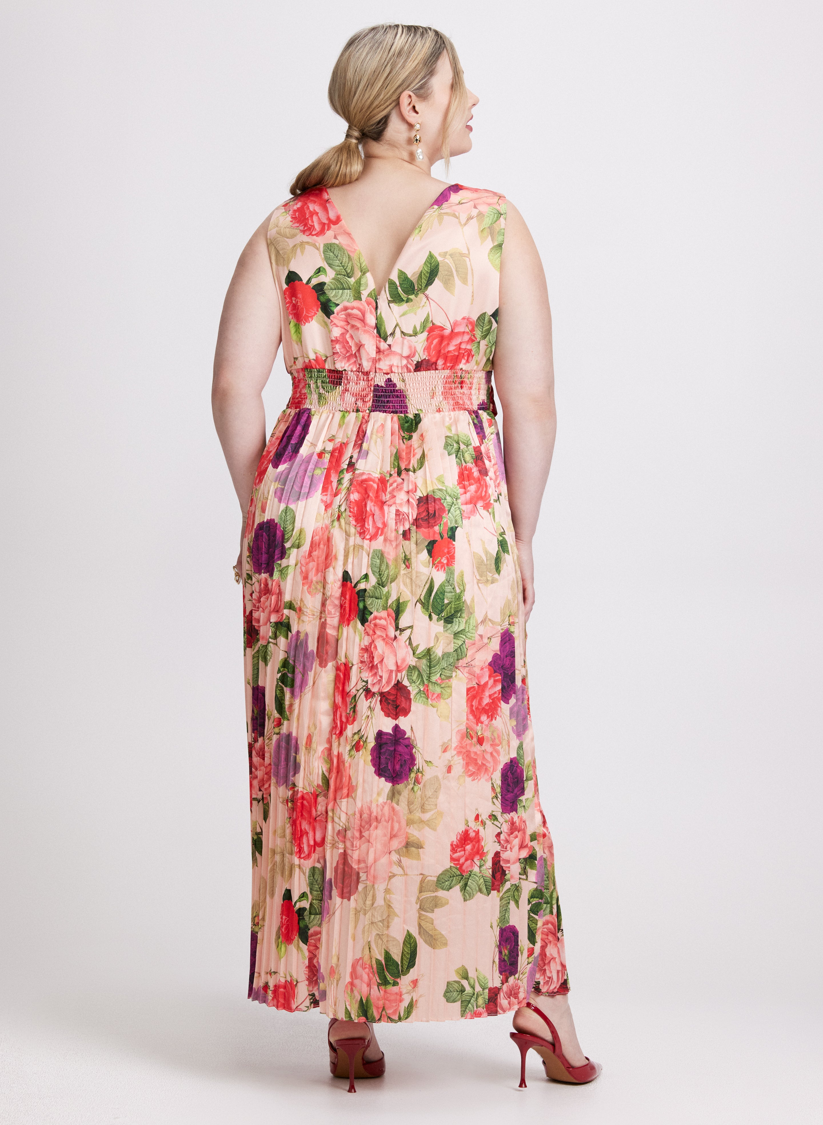 Elegant Floral Satin Dress for Women - Summer Party, Wedding Guest, Cocktail & Evening Occasions