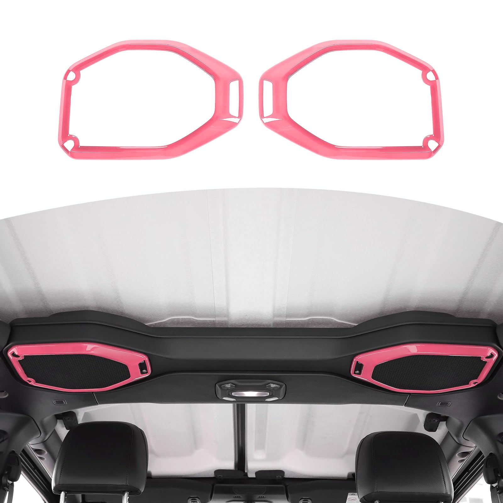 RT-TCZ Pink Roof Speaker Cover Trim for Jeep Wrangler JL/JLU & Gladiator JT (2018-2023) - 2pcs Interior Accessories - Perfect for Car Audio Upgrade & Off-Road Protection