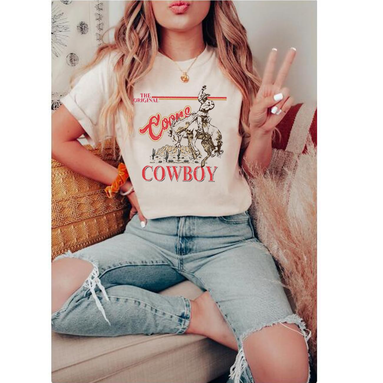 Vintage Retro Western T-Shirt for Women - Country Music Graphic Cowboy Tee with Rodeo Design | Perfect for Concerts, Rodeos & Western Street Style Fashion