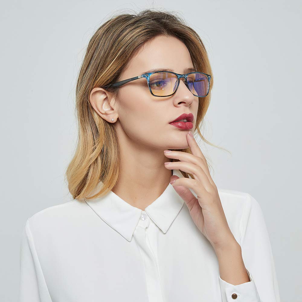 Blue Light Blocking Computer Reading Glasses for Men & Women - Anti Eye Strain, UV Protection, Lightweight Frame (Blue Stripe, +3.5 Magnification) - Perfect for Office Work, Gaming & Screen Time