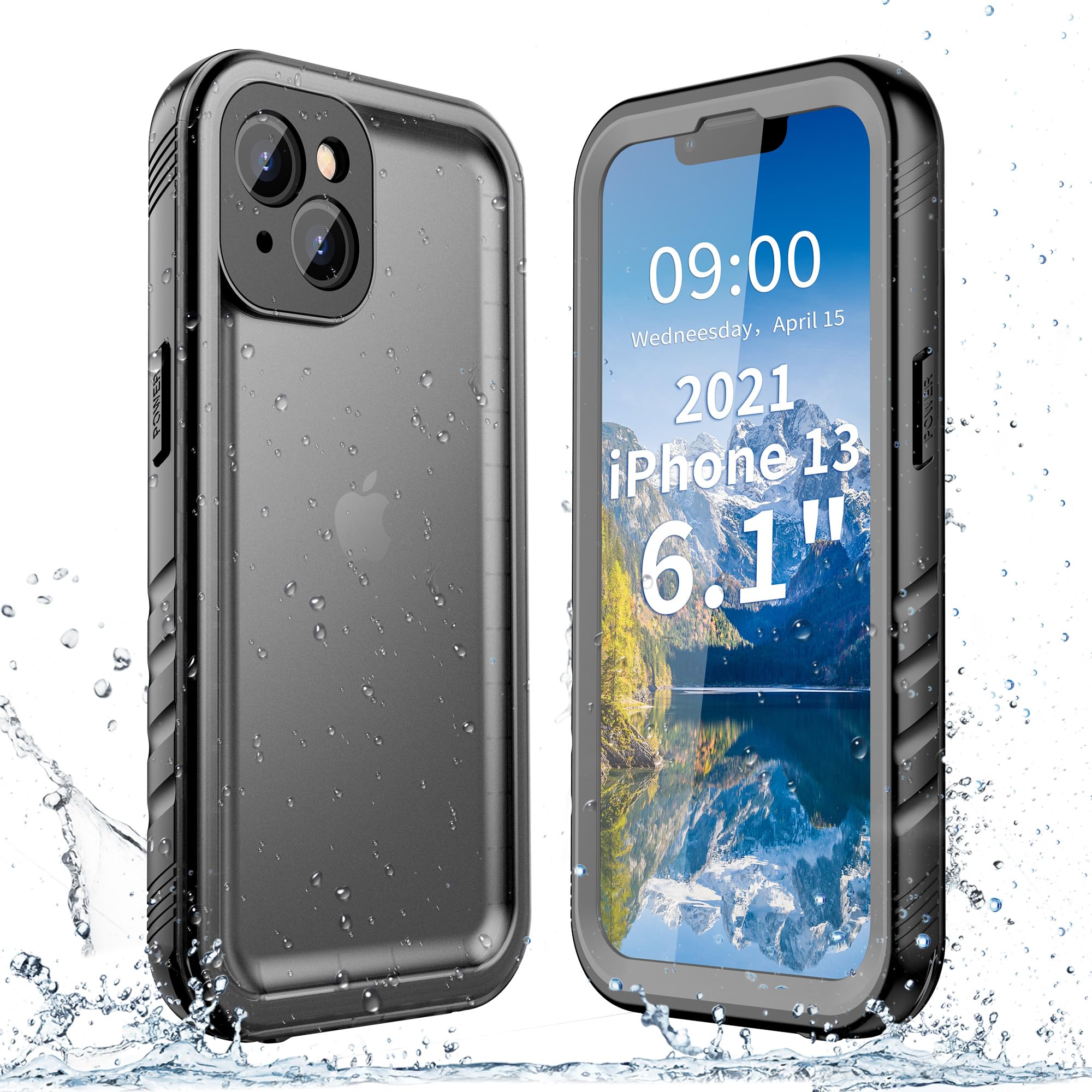 SPORTLINK Waterproof Case for iPhone 13 (6.1 Inch) - IP68 Certified Shockproof, Dustproof & Dropproof Protection with Built-in Screen Protector | Perfect for Swimming, Hiking & Outdoor Adventures (Black)