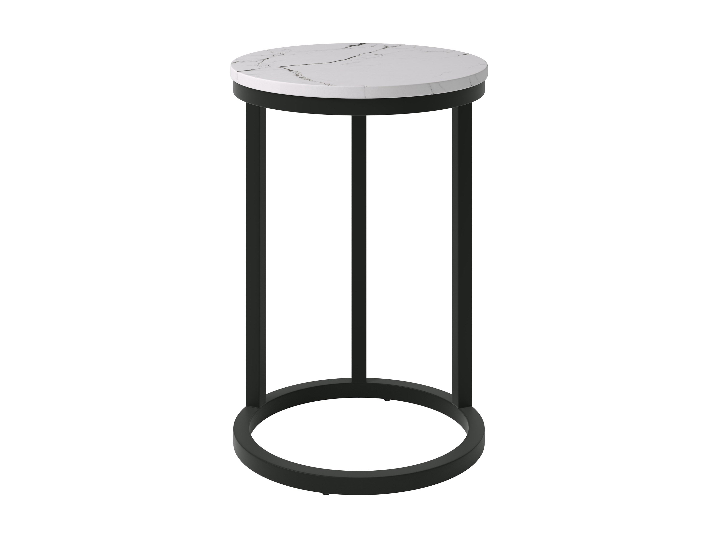 Elegant White Marble Round Side Table - Modern Accent Table for Living Room, Bedroom & Office Decor - Perfect for Coffee, Books & Plants