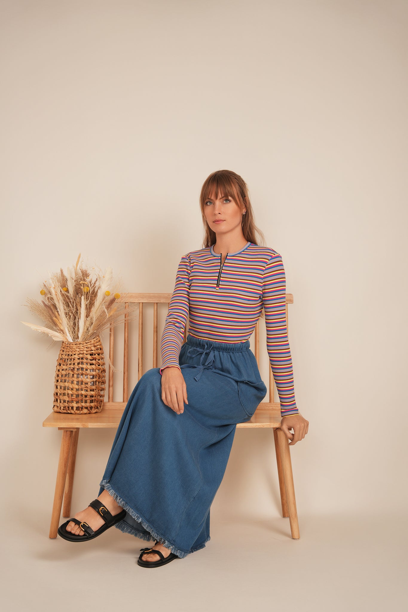 Women's V-Neck Dolman Sleeve Striped T-Shirt - Soft Casual Blouse for Everyday Wear, Work & Outings