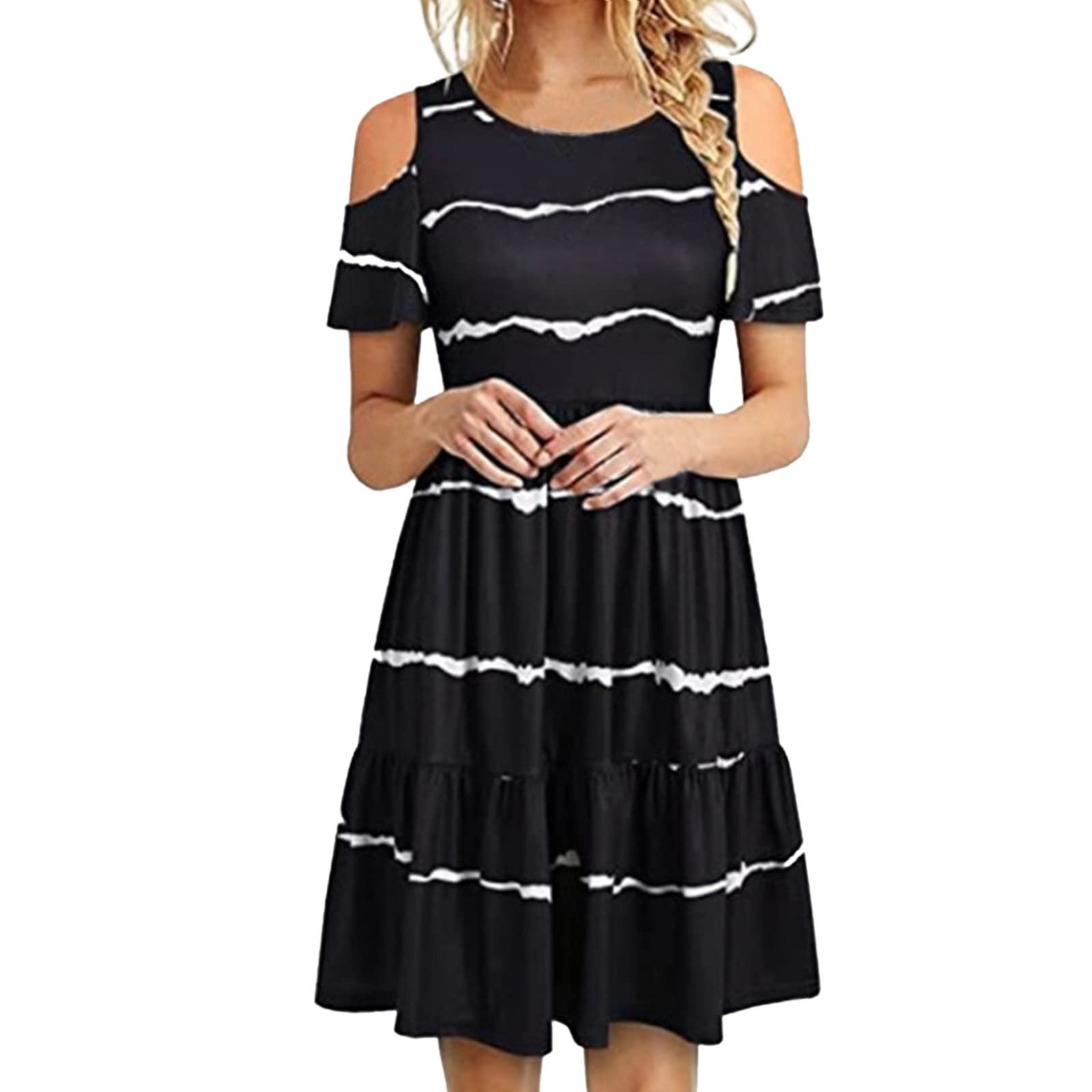 Plus Size Women's Summer Loose Beach Dress - Printed T-Shirt Dress for Casual & Vacation Wear