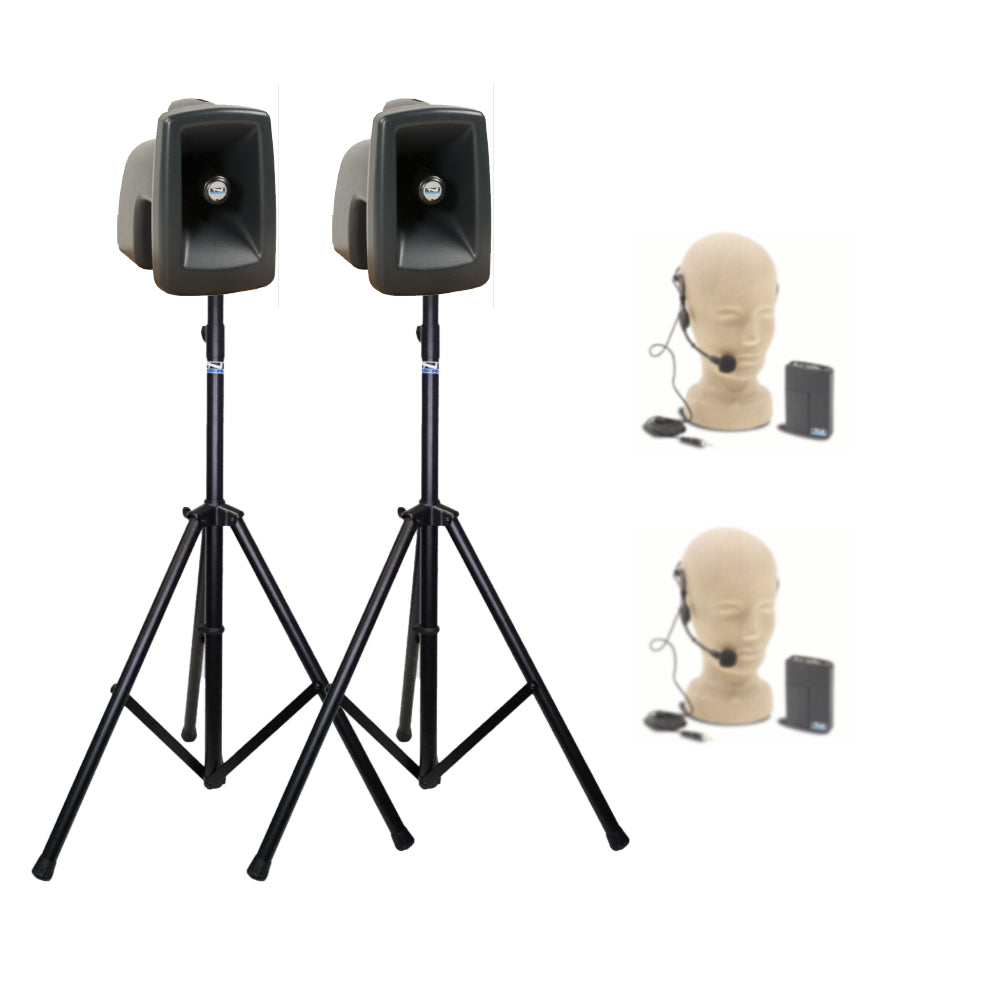Anchor Audio MegaVox Pair (U2, COMP) - Portable PA Speaker System with 2 Wireless Microphones for Outdoor Events, Parties & Public Speaking