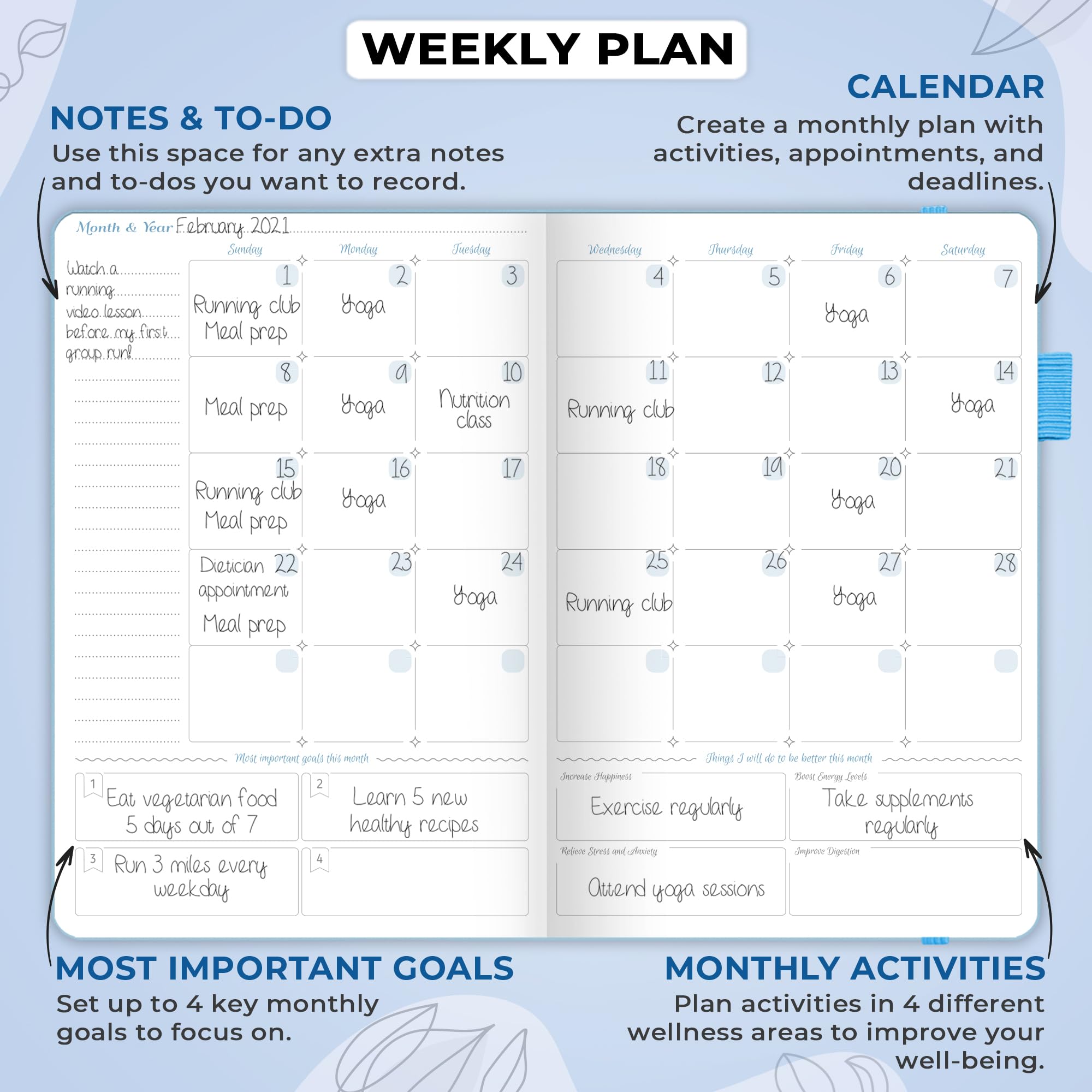 GoGirl Wellness Planner - Diet & Fitness Journal for Weight Loss Tracking | Meal & Exercise Tracker for Healthy Lifestyle